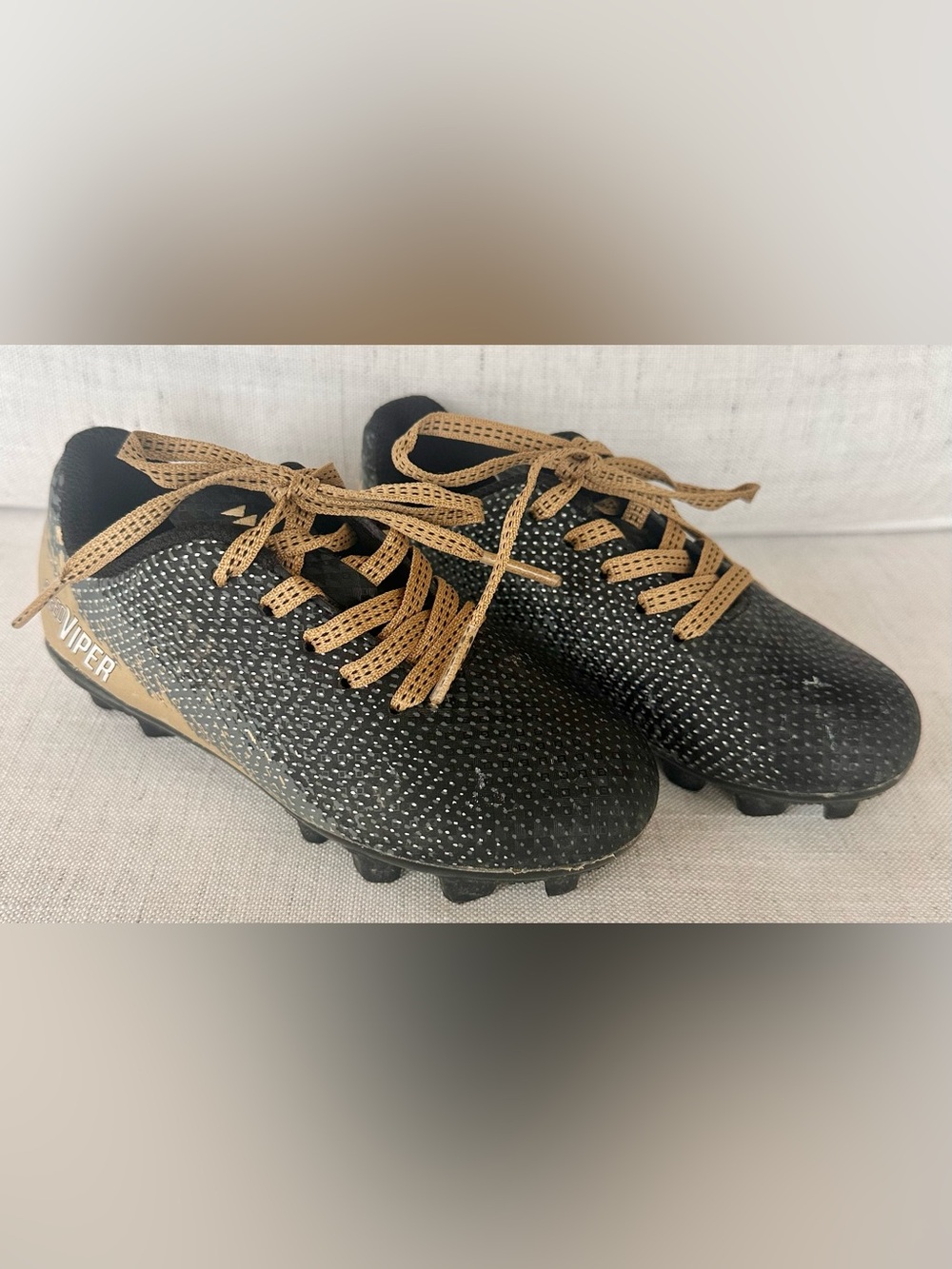 DSG Speed Viper Black & Gold Soccer Cleats Kids Size 9K